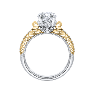 14K Two Tone Gold Oval Diamond Engagement Ring (Semi Mount)