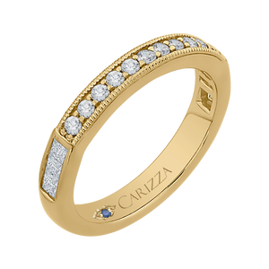 14K Yellow Gold Round and Princess Diamond Wedding Band