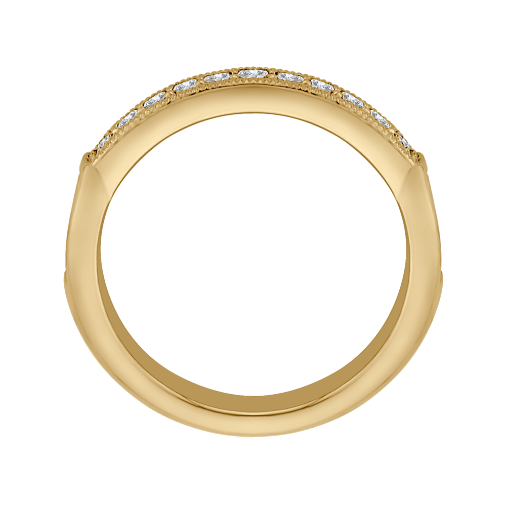 14K Yellow Gold Round and Princess Diamond Wedding Band