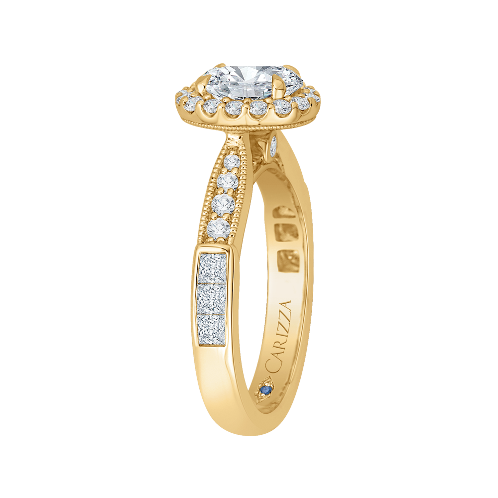 14K Yellow Gold Oval Diamond Halo Engagement Ring (Semi Mount)