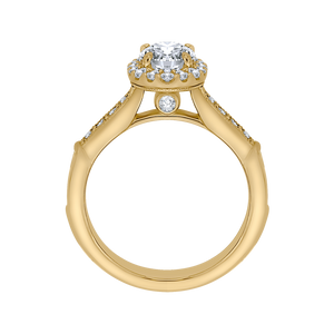 14K Yellow Gold Oval Diamond Halo Engagement Ring (Semi Mount)