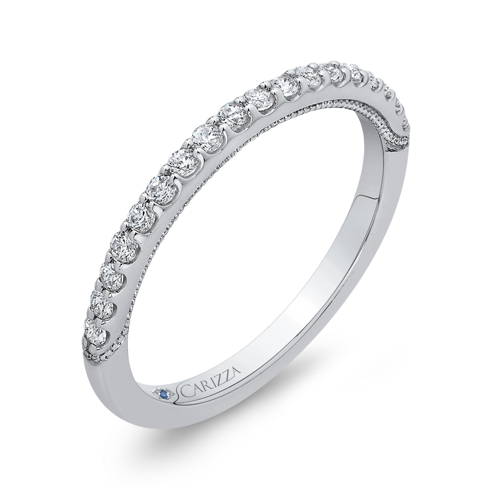 14K White Gold Round Diamond Wedding Band