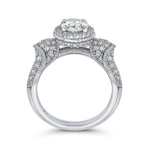 14K White Gold Oval Diamond Halo Engagement Ring (Semi Mount)