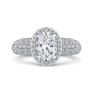 CAO0226E-37W-1.50 Bridal Jewelry Carizza White Gold Oval Diamond Halo Engagement Rings