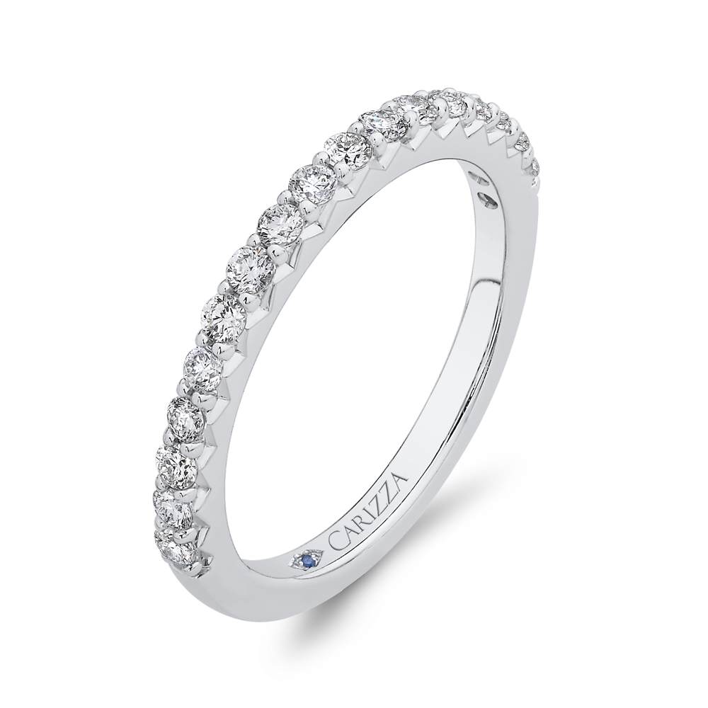 14K White Gold Round Diamond Half Eternity Wedding Band