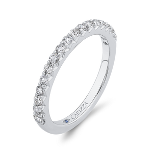 14K White Gold Round Diamond Half Eternity Wedding Band