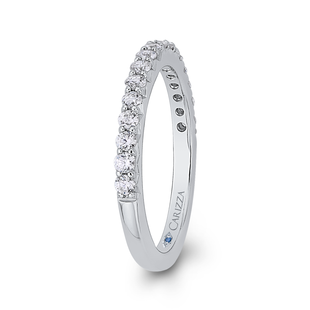 14K White Gold Round Diamond Half Eternity Wedding Band