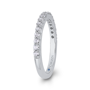 14K White Gold Round Diamond Half Eternity Wedding Band