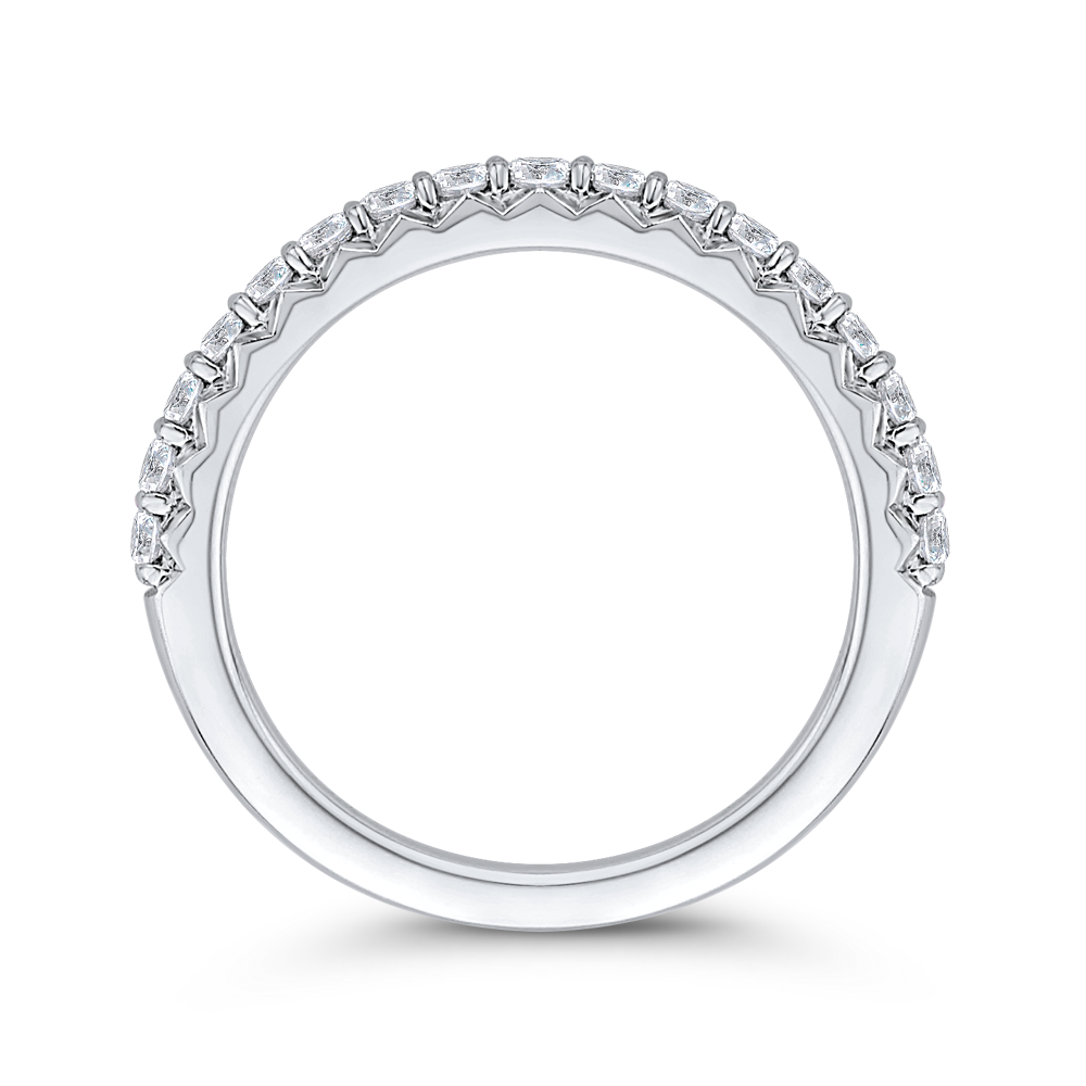 14K White Gold Round Diamond Half Eternity Wedding Band