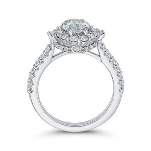 14K White Gold Oval Diamond Halo Engagement Ring (Semi Mount)