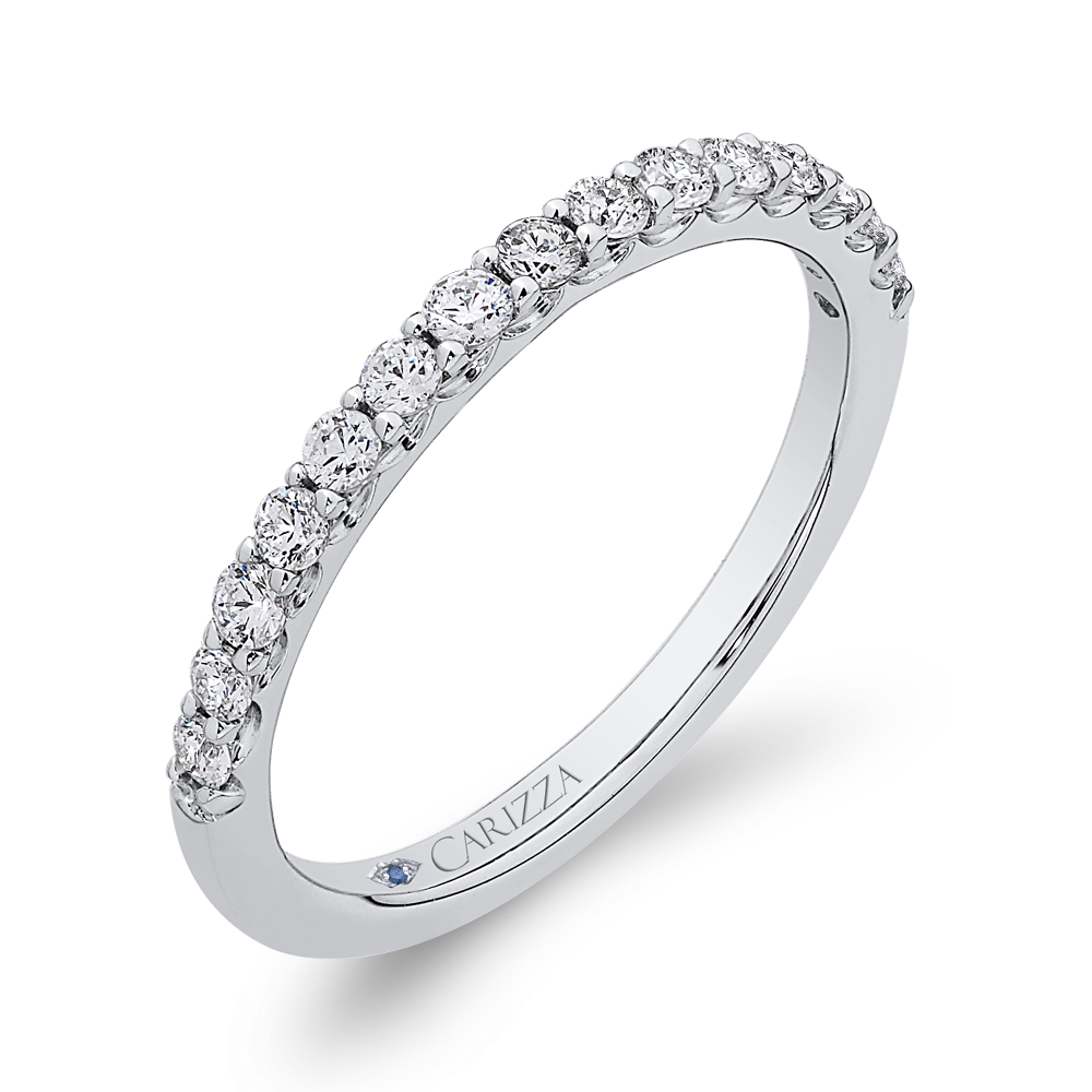 14K White Gold Round Diamond Half Eternity Wedding Band