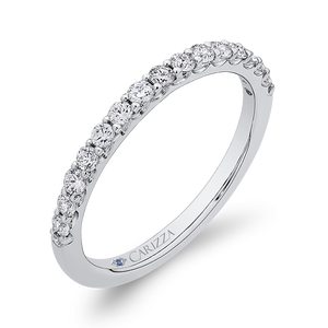 14K White Gold Round Diamond Half Eternity Wedding Band