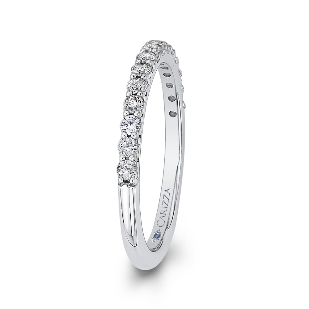 14K White Gold Round Diamond Half Eternity Wedding Band