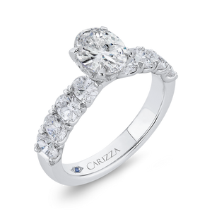 14K White Gold Oval Diamond Engagement Ring (Semi Mount)