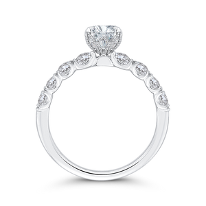 14K White Gold Oval Diamond Engagement Ring (Semi Mount)