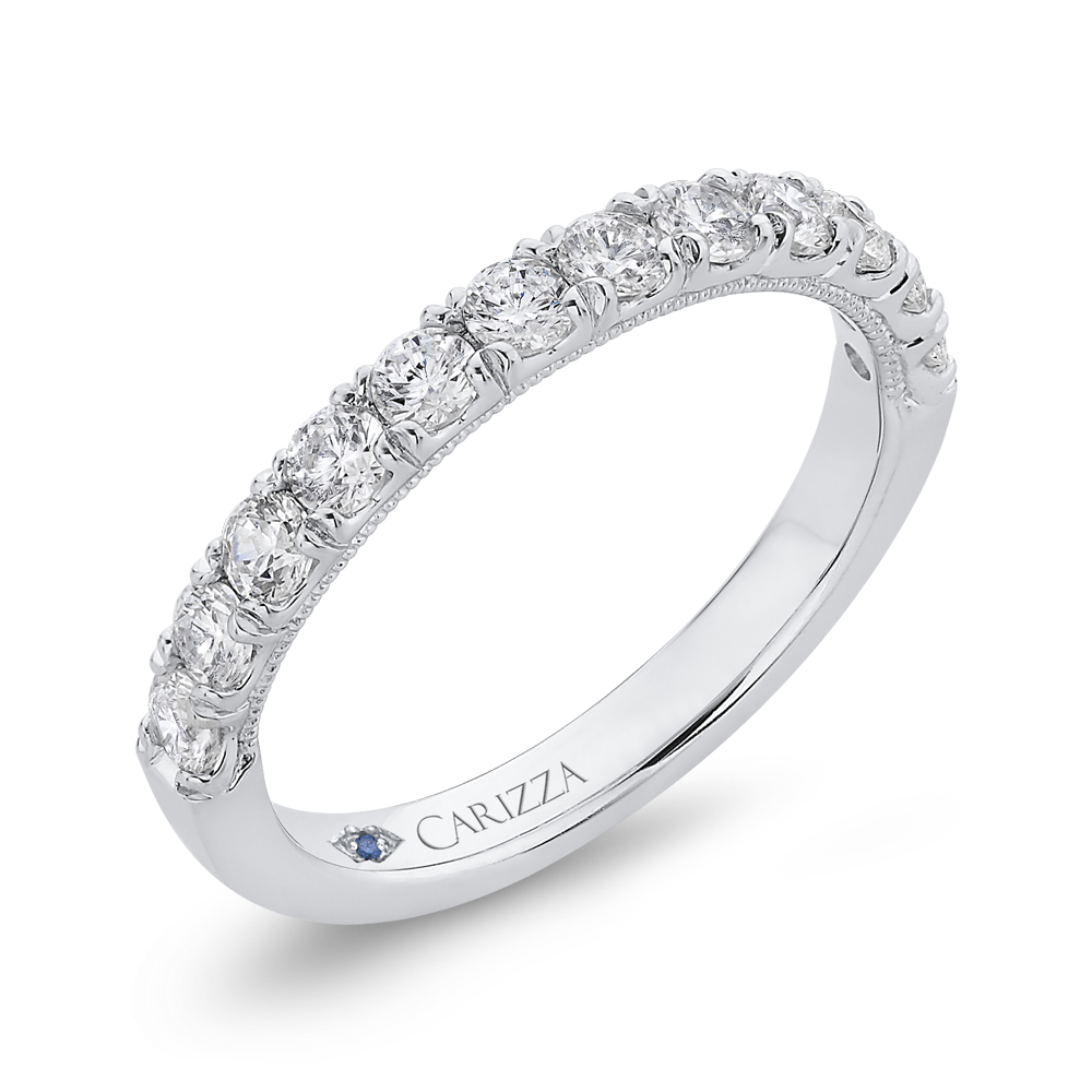 Half Eternity Round Diamond Wedding Band In 14K White Gold