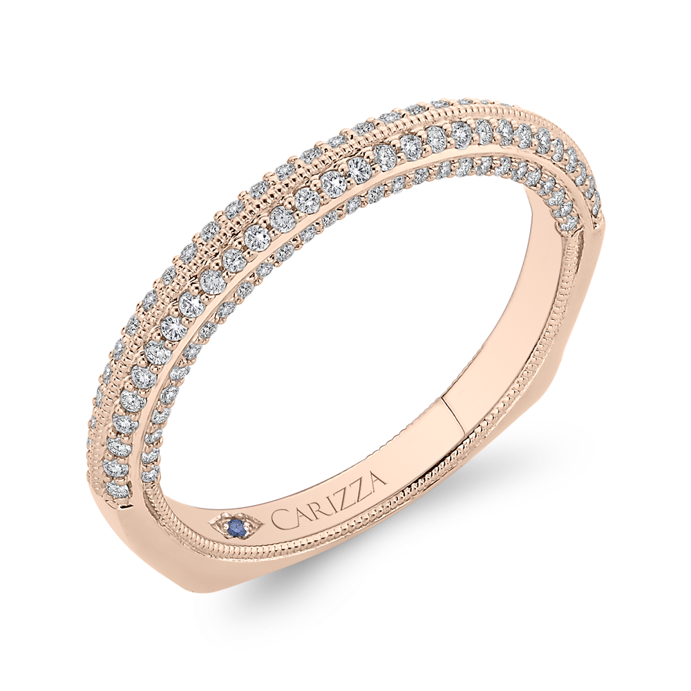 14K Rose Gold Round Diamond Half Eternity Wedding Band