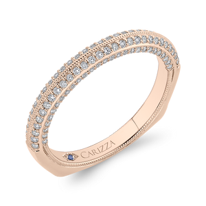 14K Rose Gold Round Diamond Half Eternity Wedding Band