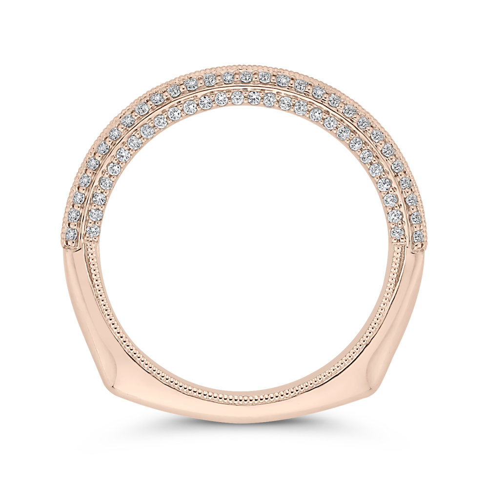 14K Rose Gold Round Diamond Half Eternity Wedding Band