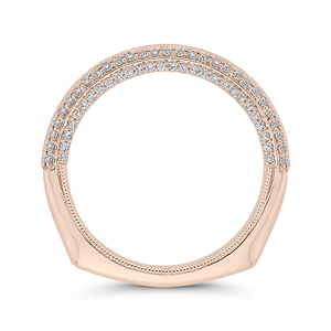 14K Rose Gold Round Diamond Half Eternity Wedding Band