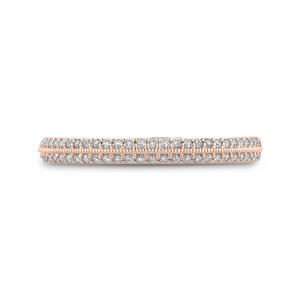 CAO0438BH-37P-1.00 Bridal Jewelry Carizza Rose Gold Round Diamond Wedding Bands