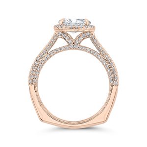 14K Rose Gold Oval Diamond Halo Engagement Ring with Euro Shank (Semi Mount)