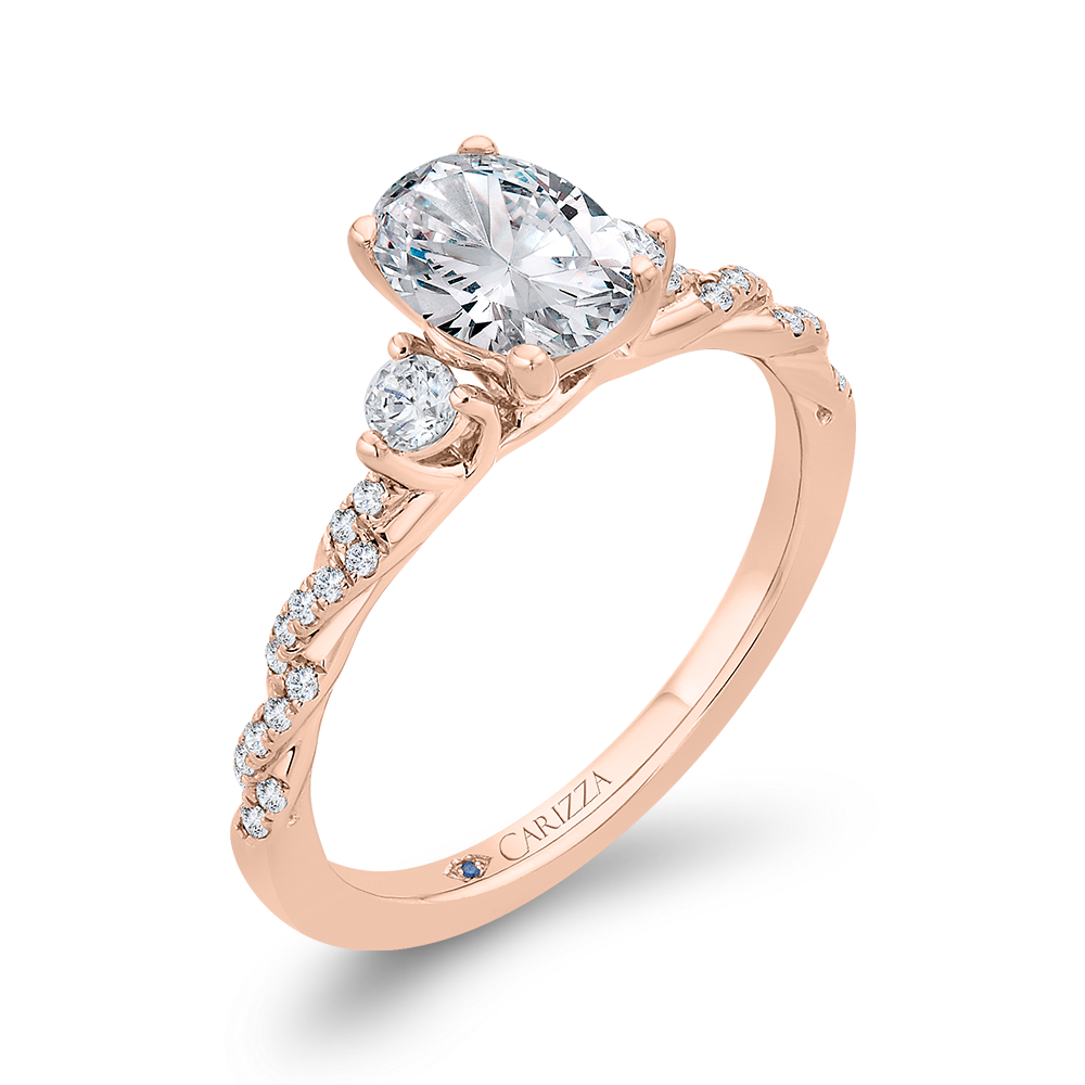 14K Rose Gold Diamond Engagement Ring (Semi-Mount)