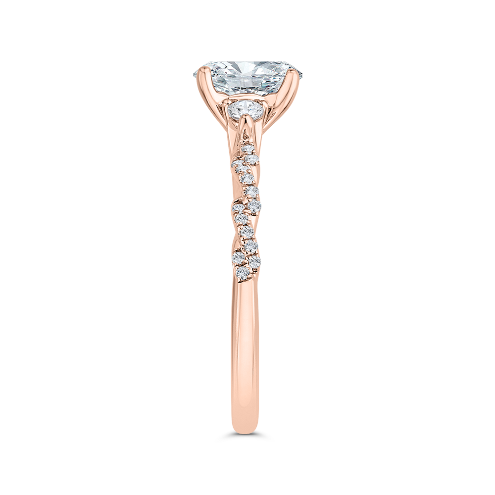 14K Rose Gold Diamond Engagement Ring (Semi-Mount)