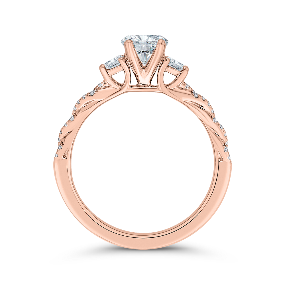 14K Rose Gold Diamond Engagement Ring (Semi-Mount)