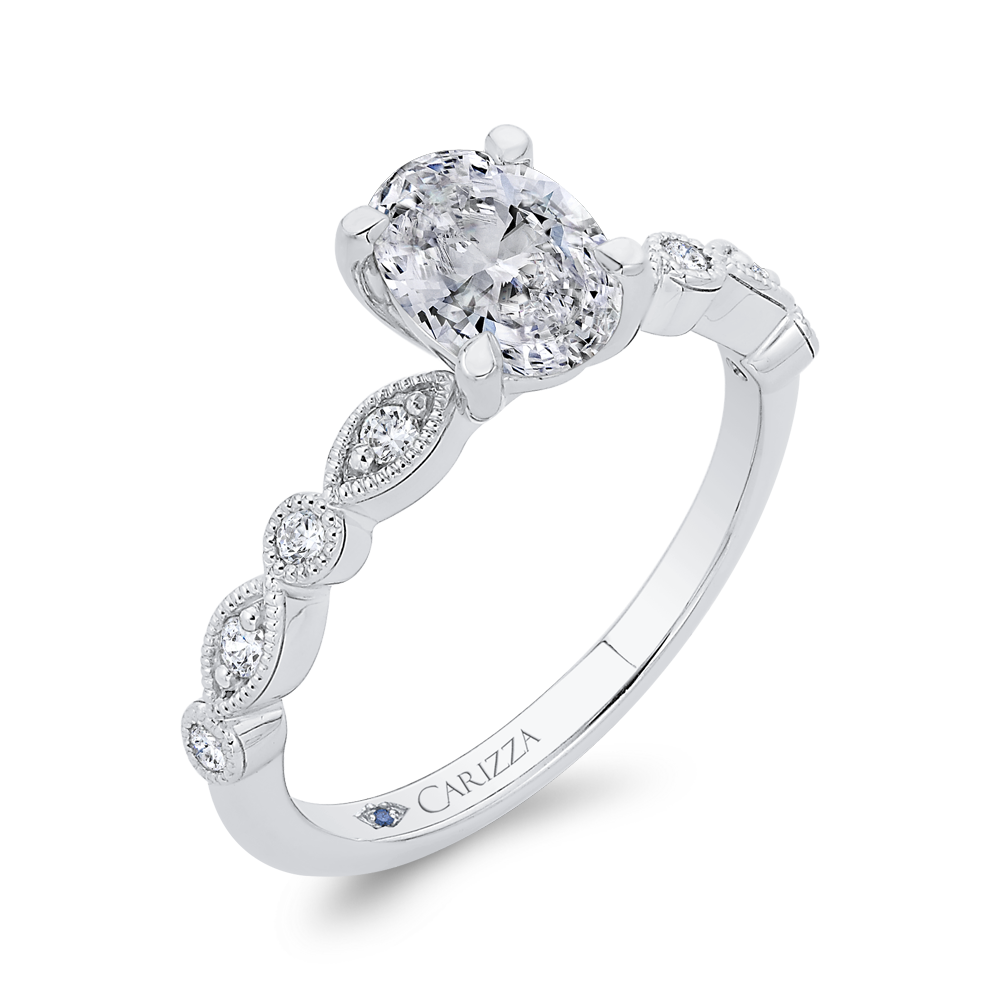 14K White Gold Diamond Engagement Ring (Semi-Mount)