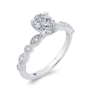 14K White Gold Diamond Engagement Ring (Semi-Mount)