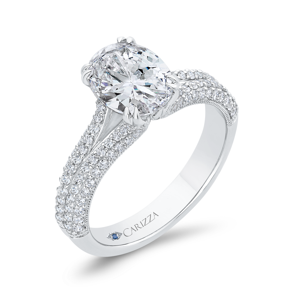 14K White Gold Diamond Engagement Ring (Semi-Mount)