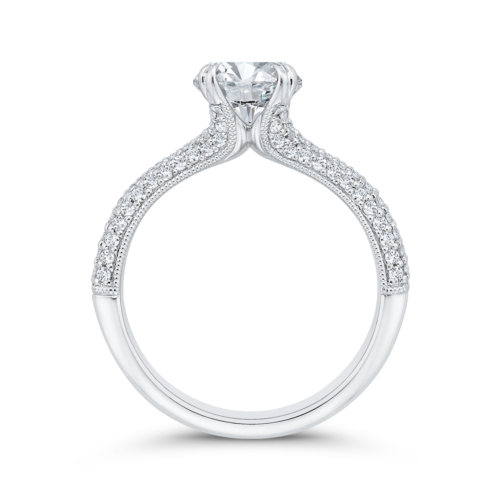 14K White Gold Diamond Engagement Ring (Semi-Mount)