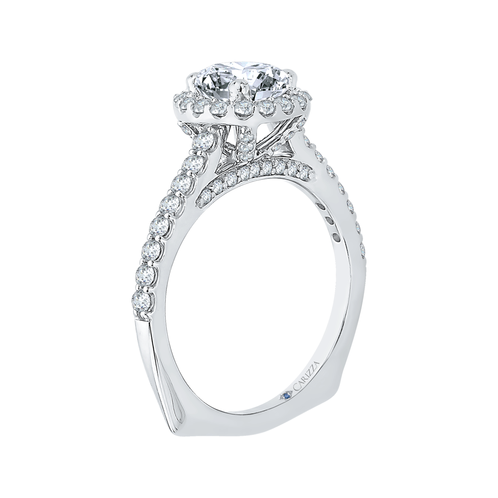 14K White Gold Princess Diamond Halo Engagement Ring (Semi Mount)