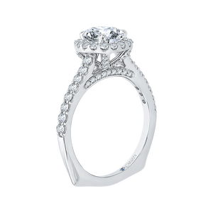 14K White Gold Princess Diamond Halo Engagement Ring (Semi Mount)