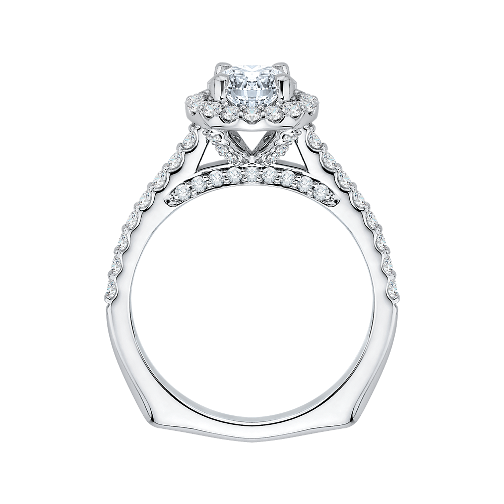 14K White Gold Princess Diamond Halo Engagement Ring (Semi Mount)