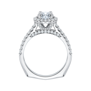 14K White Gold Princess Diamond Halo Engagement Ring (Semi Mount)