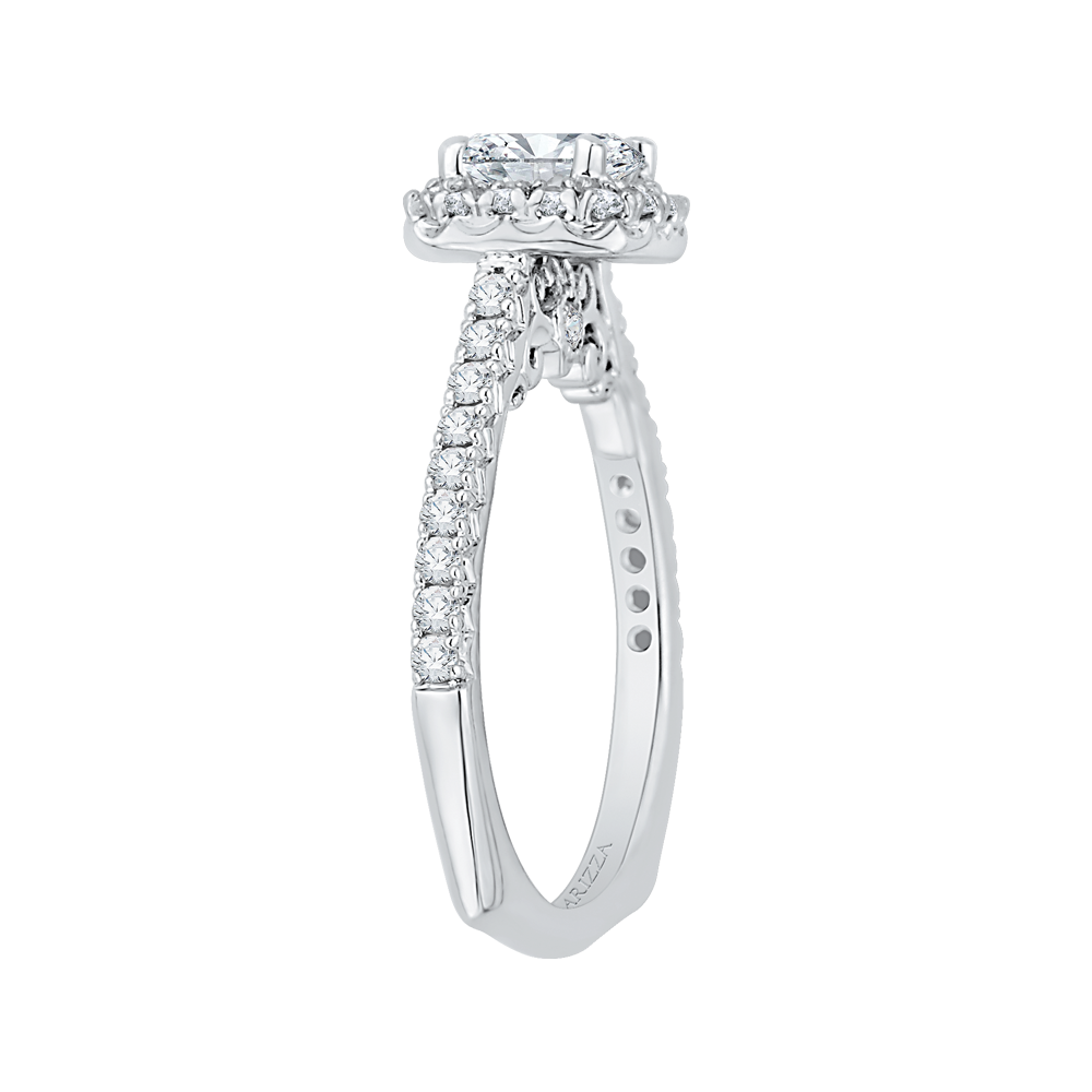 14K White Gold Princess Cut Diamond Halo Engagement Ring (Semi Mount)