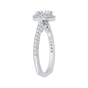 14K White Gold Princess Cut Diamond Halo Engagement Ring (Semi Mount)