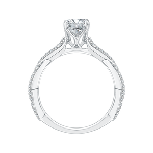 14K White Gold Princess Diamond Engagement Ring with Criss Cross Shank (Semi Mount)