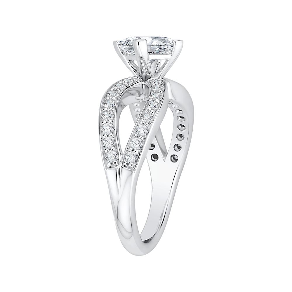 14K White Gold Princess Diamond Engagement Ring with Split Shank (Semi Mount)