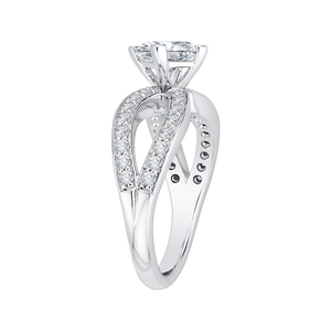 14K White Gold Princess Diamond Engagement Ring with Split Shank (Semi Mount)