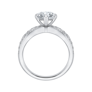 14K White Gold Princess Diamond Engagement Ring with Split Shank (Semi Mount)