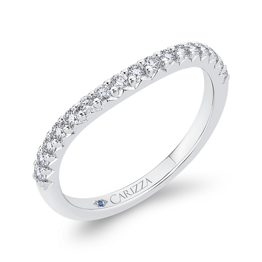 14K White Gold Round Diamond Half Eternity Wedding Band