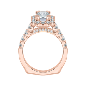 14K Rose Gold Cushion Cut Diamond Halo Engagement Ring (Semi Mount)