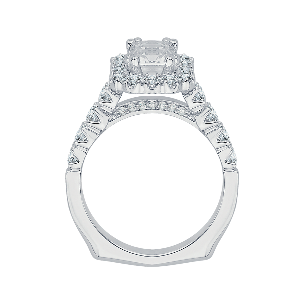 14K White Gold Cushion Diamond Cathedral Style Engagement Ring with Euro Shank (Semi Mount)