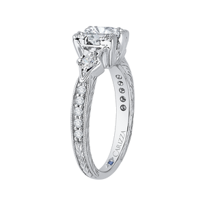 14K White Gold Cushion Cut Diamond Vintage Engagement Ring (Semi Mount)