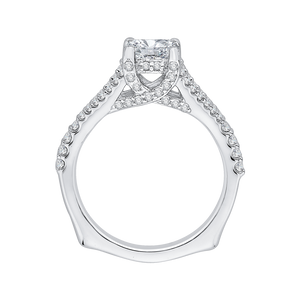 Split Shank Cushion Cut Diamond Engagement Ring In 14K White Gold (Semi Mount)