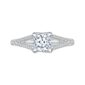 CAU0048E-37W Bridal Jewelry Carizza White Gold Cushion Cut Diamond Engagement Rings