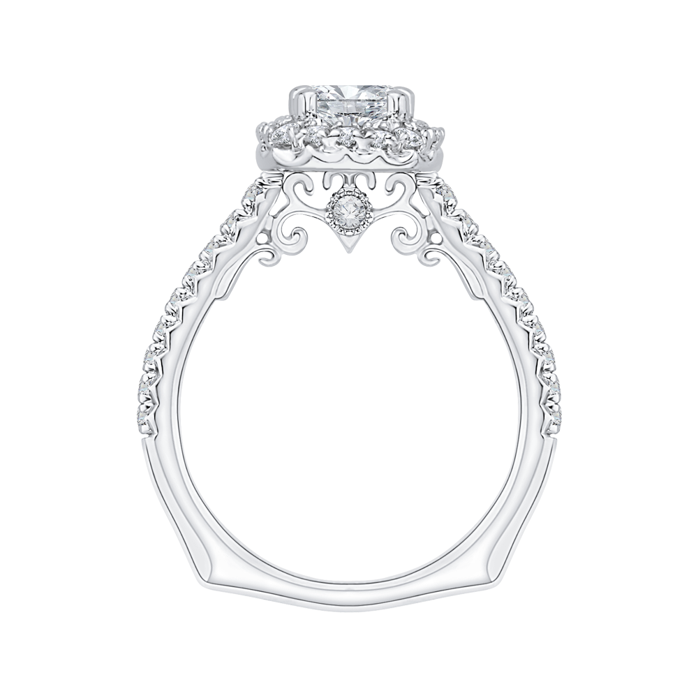 14K White Gold Cushion Halo Diamond Engagement Ring (Semi Mount)